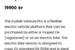 2024 Kudaki Venture Pro elektrisk pedalscooter/elsykkel